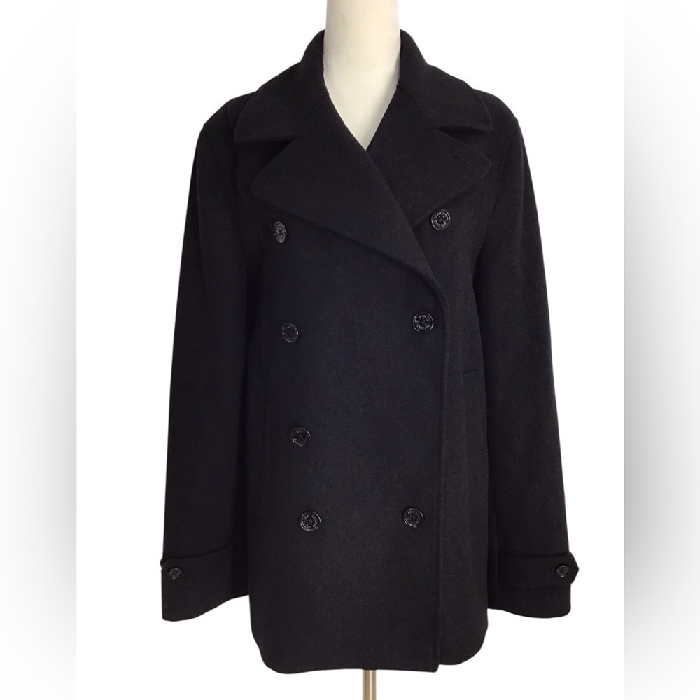 Armani Exchange Black Wool Blend Coat NEW
